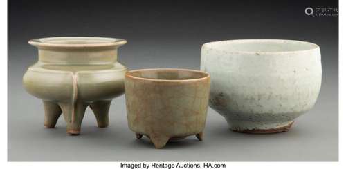 Three Chinese Enameled Ceramic Articles 3-1/4 x 3-7/8 inches...