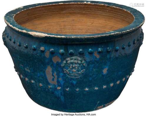 A Large Chinese Turquoise-Glazed Jardinière