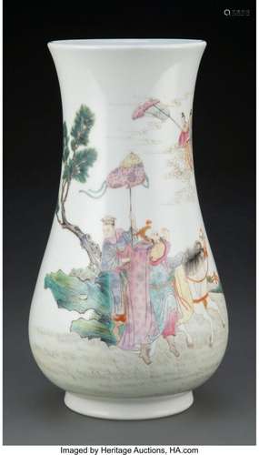 A Chinese Famille Rose Vase 12 x 7 inches (30.5 x 17.8 cm)  ...