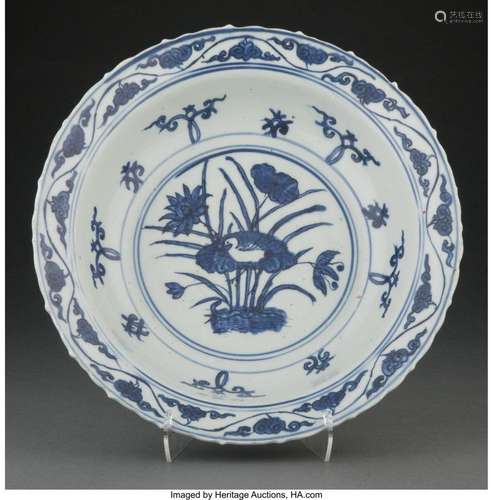 A Chinese Blue and White Tin-Glazed Earthenware Bowl Marks: ...