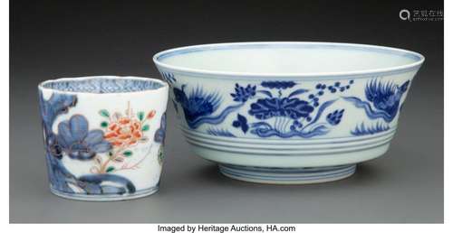 A Chinese Porcelain Bowl and Cup Marks: six-character mark (...