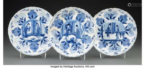 A Group of Three Chinese Blue and White Dishes