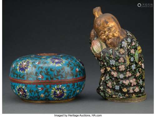 Two Chinese Cloisonné Enamel Articles 8-5/8 x 5 x 4 inches (...