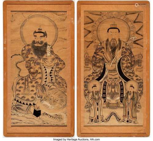 Chinese School (19th Century) Immortals (Two Works) Ink on p...