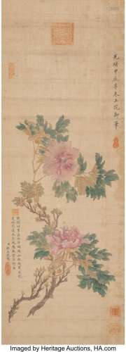 Chinese School (19th Century) Flowers Ink and color on silk ...
