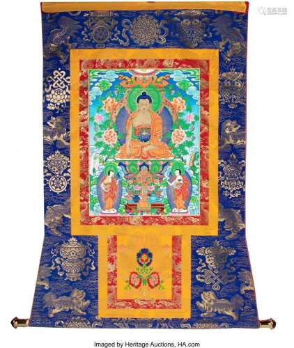 A Chinese Painted Thangka 20-3/8 x 15-3/4 inches (51.8 x 40....