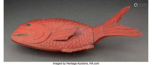 A Japanese Lacquer Fish-Form Covered Box