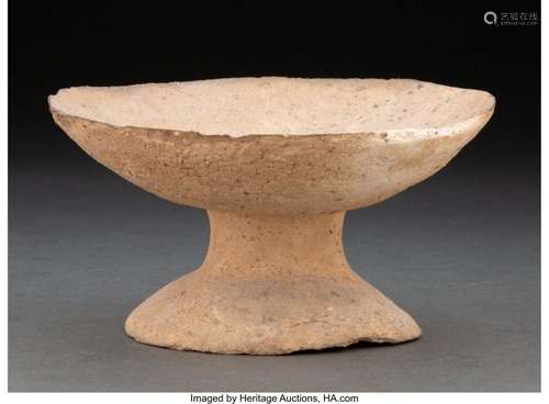 A Japanese Hagi Ware Pedestal Vessel 3 x 5-3/8 inches (7.6 x...