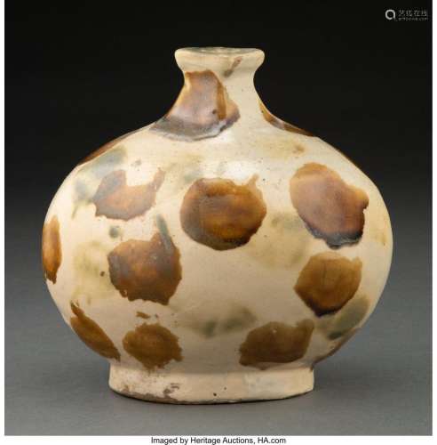 A Japanese Glazed Ceramic Vase 6-3/4 x 7 x 5 inches (17.1 x ...