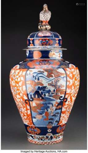A Large Japanese Imari Porcelain Covered Jar 21-1/2 x 11 inc...
