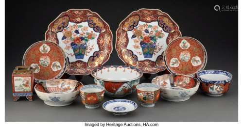A Group of Twelve Japanese Imari Porcelain Table Articles Ma...