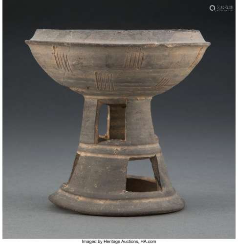 A Korean Stoneware Pedestal Bowl 5-1/8 x 5-1/4 inches (13.0 ...