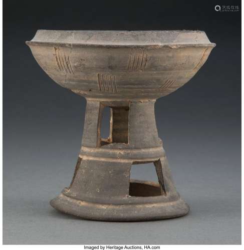 A Korean Stoneware Pedestal Bowl 5-1/8 x 5-1/4 inches (13.0 ...