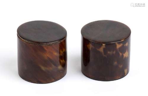 TWO TORTOISESHELL BOXES AND COVER