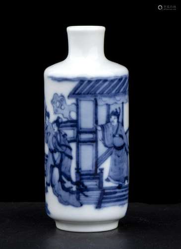 A 'BLUE AND WHITE' PORCELAIN SNUFF BOTTLE