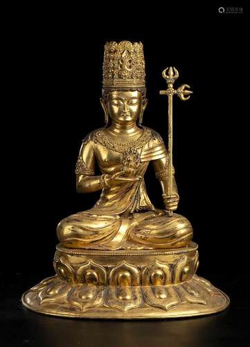 A GILT BRONZE LARGE SCULPTURE OF AKASAGARBHA