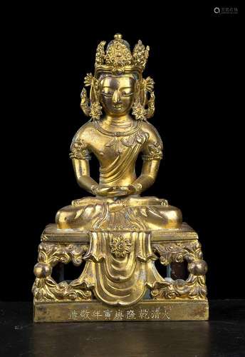 A GILT BRONZE AMITAYUS