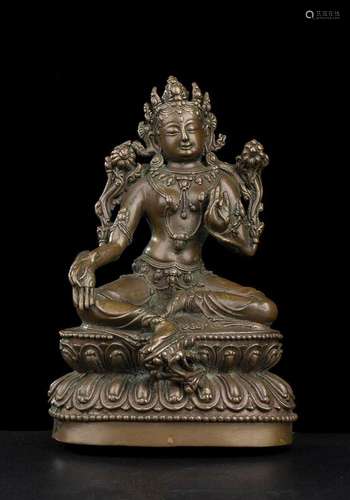 A COPPER ALLOY GREEN TARA