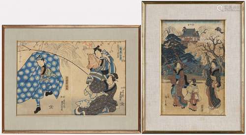 A PRINT BY HIROSHIGE AND A DIPTYCH BY KUNISADA