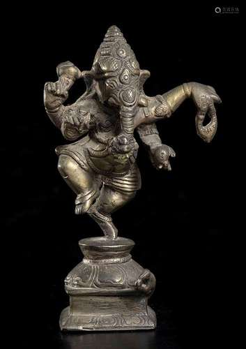 A BRONZE DANCING GANESHA