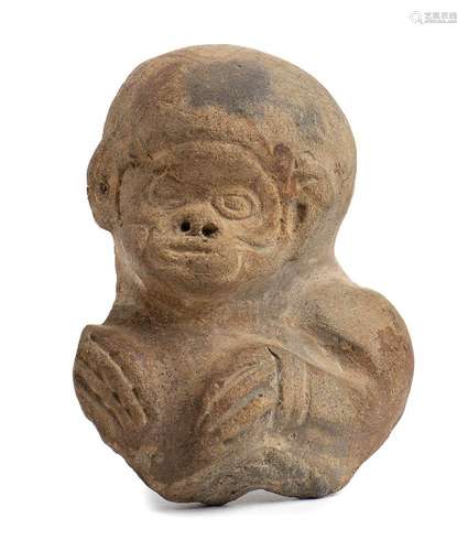 A CERAMIC MONKEY BUST FRAGMENT<br />
<br />
Guatemala or Mex...