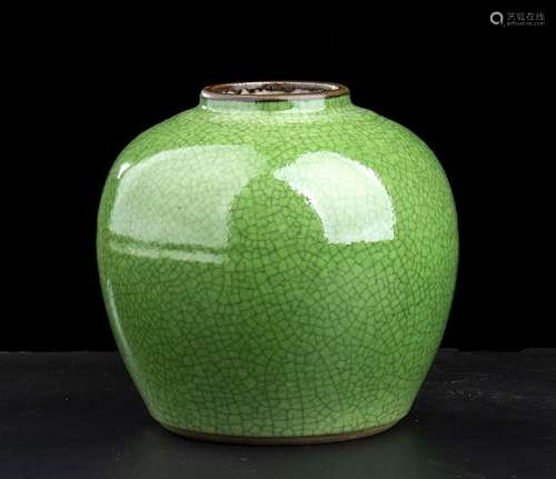 A GREEN GLAZED PORCELAIN SMALL JAR