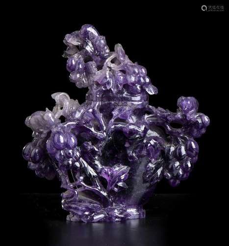 AN AMETHYST VASE AND COVER