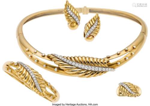 Mouawad Diamond, Gold Jewelry Suite  Stones: Full-cut diamon...