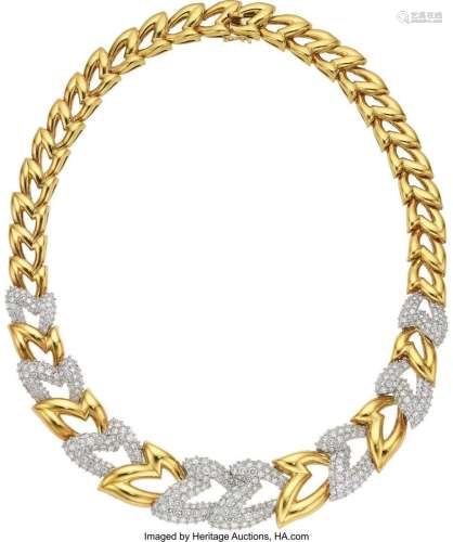 Diamond, Gold Necklace   Stones: Full-cut diamonds weighing ...