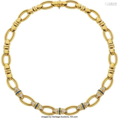 Tiffany & Co. Diamond, Sapphire, Gold Necklace  Stones: ...