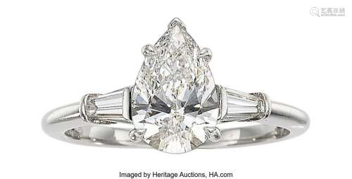 Tiffany & Co. Diamond, Platinum Ring  Stones: Pear-shape...