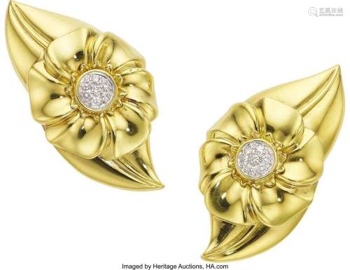 Mesara Diamond, Gold Earrings  Stones: Full-cut diamonds wei...