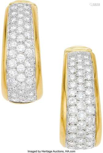 David Webb Diamond, Platinum, Gold Earrings  Stones: Full-cu...