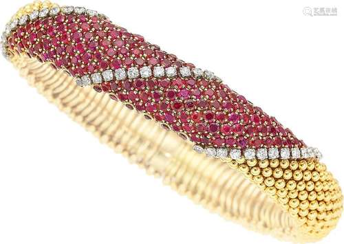 Van Cleef & Arpels Diamond, Ruby,  Platinum, Gold Bracel...