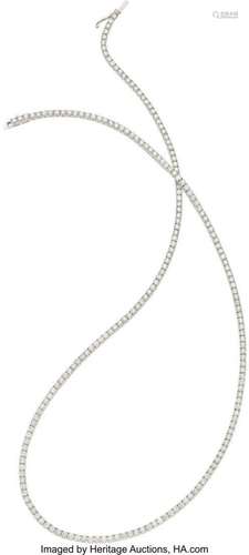 Diamond, White Gold Necklace  Stones: Full-cut diamonds weig...