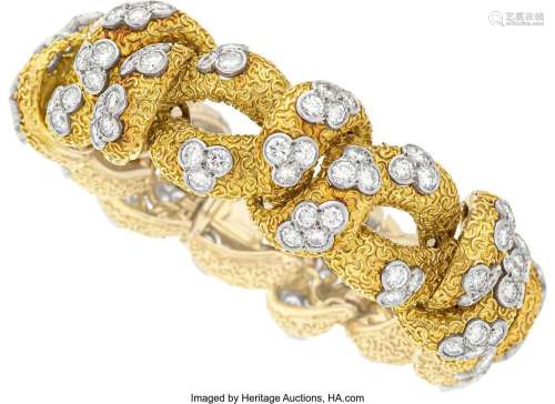 Diamond, Gold Bracelet  Stones: Full-cut diamonds weighing a...