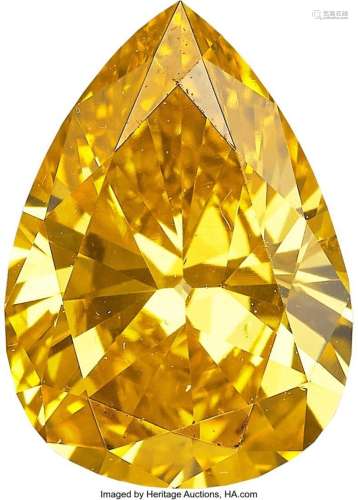 1.01 ct Fancy Vivid Yellow-Orange Diamond  Shape: Pear Measu...