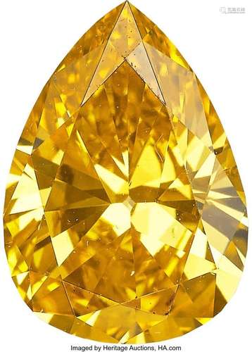 1.01 ct Fancy Vivid Yellow-Orange Diamond  Shape: Pear Measu...