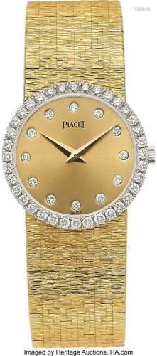 Piaget Diamond, Gold Watch  Case: 24 mm, round, 18k white an...