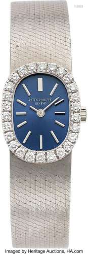 Patek Philippe Diamond, White Gold Watch  Case: 22 x 17 mm, ...