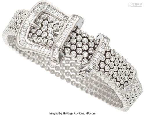 Diamond, Platinum Bracelet  Stones: Full-cut diamonds weighi...