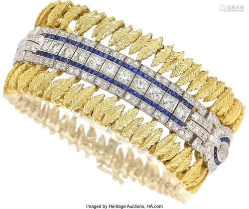 Oscar Heyman Art Deco Diamond, Sapphire,  Platinum Bracelet ...