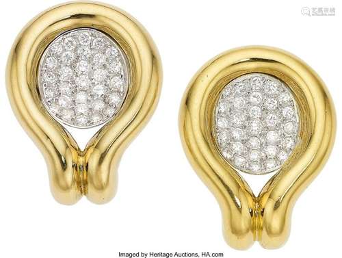 Diamond, Gold Earrings  Stones: Full-cut diamonds weighing  ...