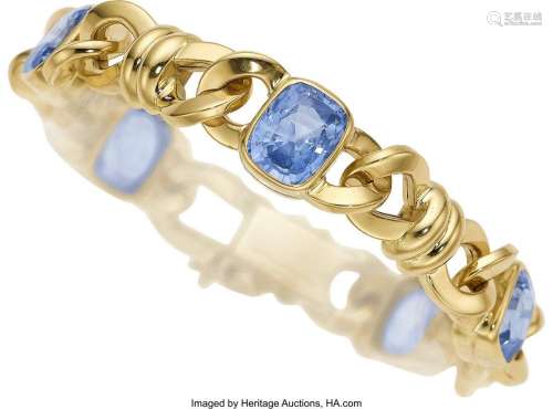 Gübelin Ceylon Sapphire, Gold Bracelet  Stones: Cushion-shap...