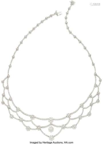 Diamond, White Gold Necklace  Stones: Full-cut diamonds weig...