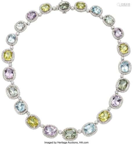 Craig Drake Multi-Stone, Diamond, White Gold Necklace  Stone...