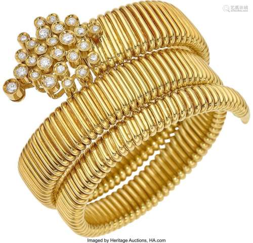 Diamond, Gold Bracelet  Stones: Full-cut diamonds weighing a...