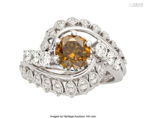 Fancy Deep Brownish Yellowish Orange Diamond,  Diamond, Plat...