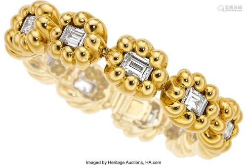 Verdura Diamond, Gold Bracelet  Stones: Emerald-cut diamonds...