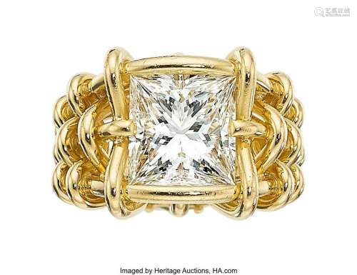 Verdura Diamond, Gold Ring  Stones: Rectangular modified bri...